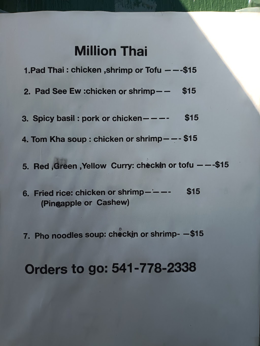 Million Thai | 5495 Hughes Rd, Medford, OR 97504, USA | Phone: (541) 778-2338