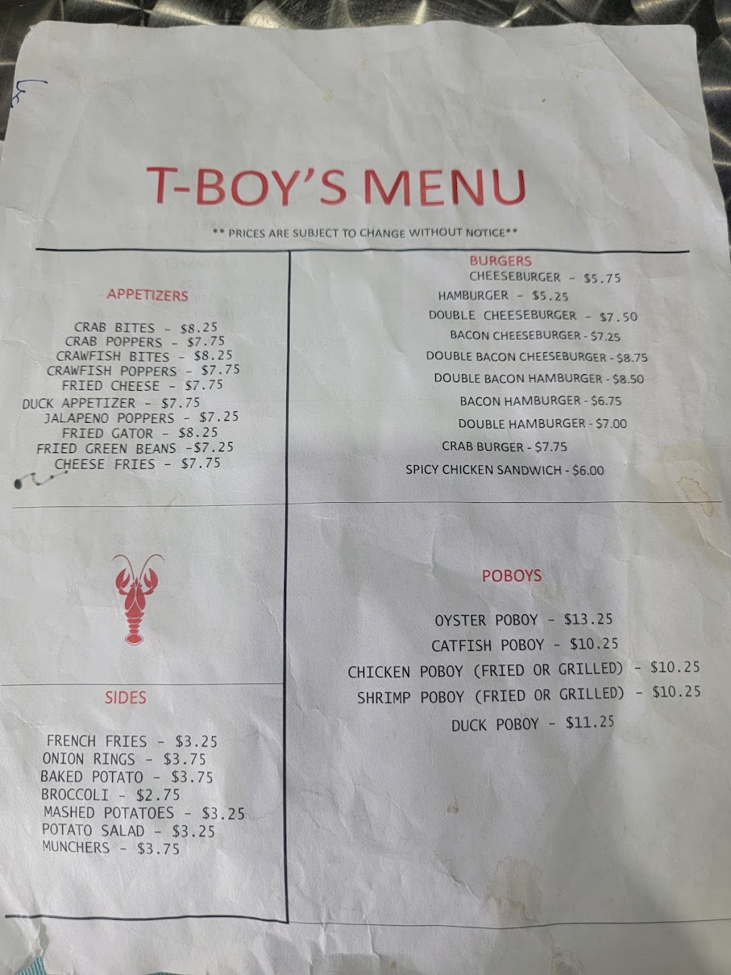 T-Boy’s Cajun Grill | 760 LA-384, Lake Charles, LA 70607, USA | Phone: (337) 905-8269