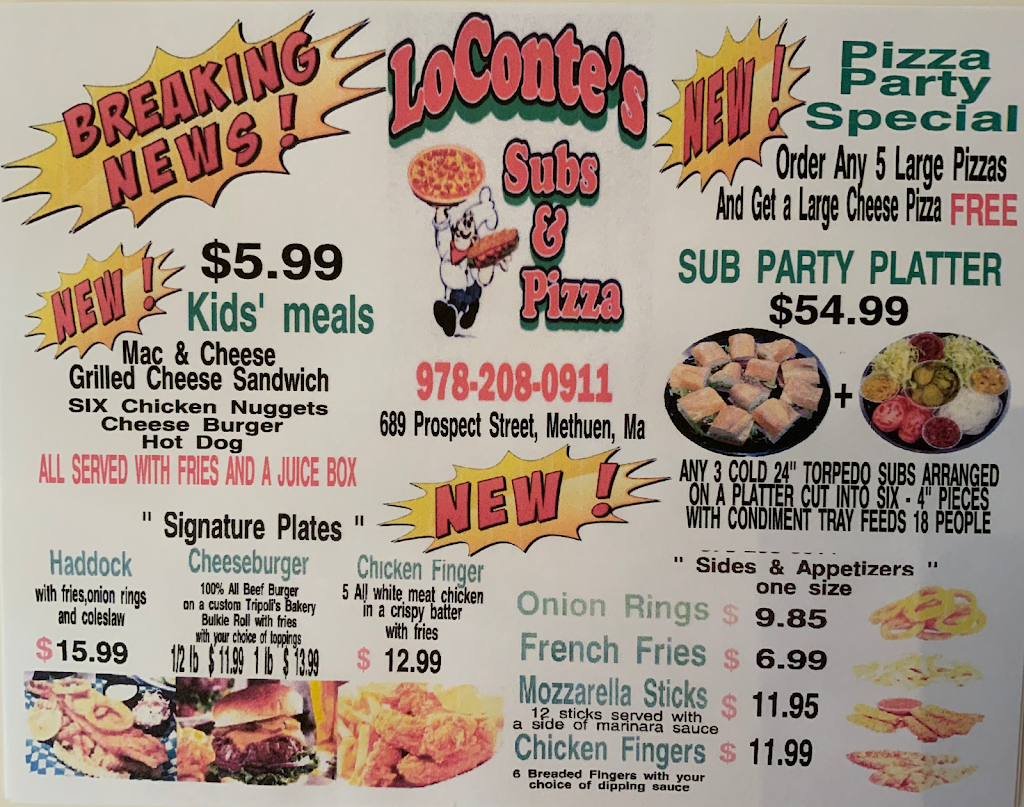 LoContes Subs and Pizza | 689 Prospect St, Methuen, MA 01844, USA | Phone: (978) 208-0911