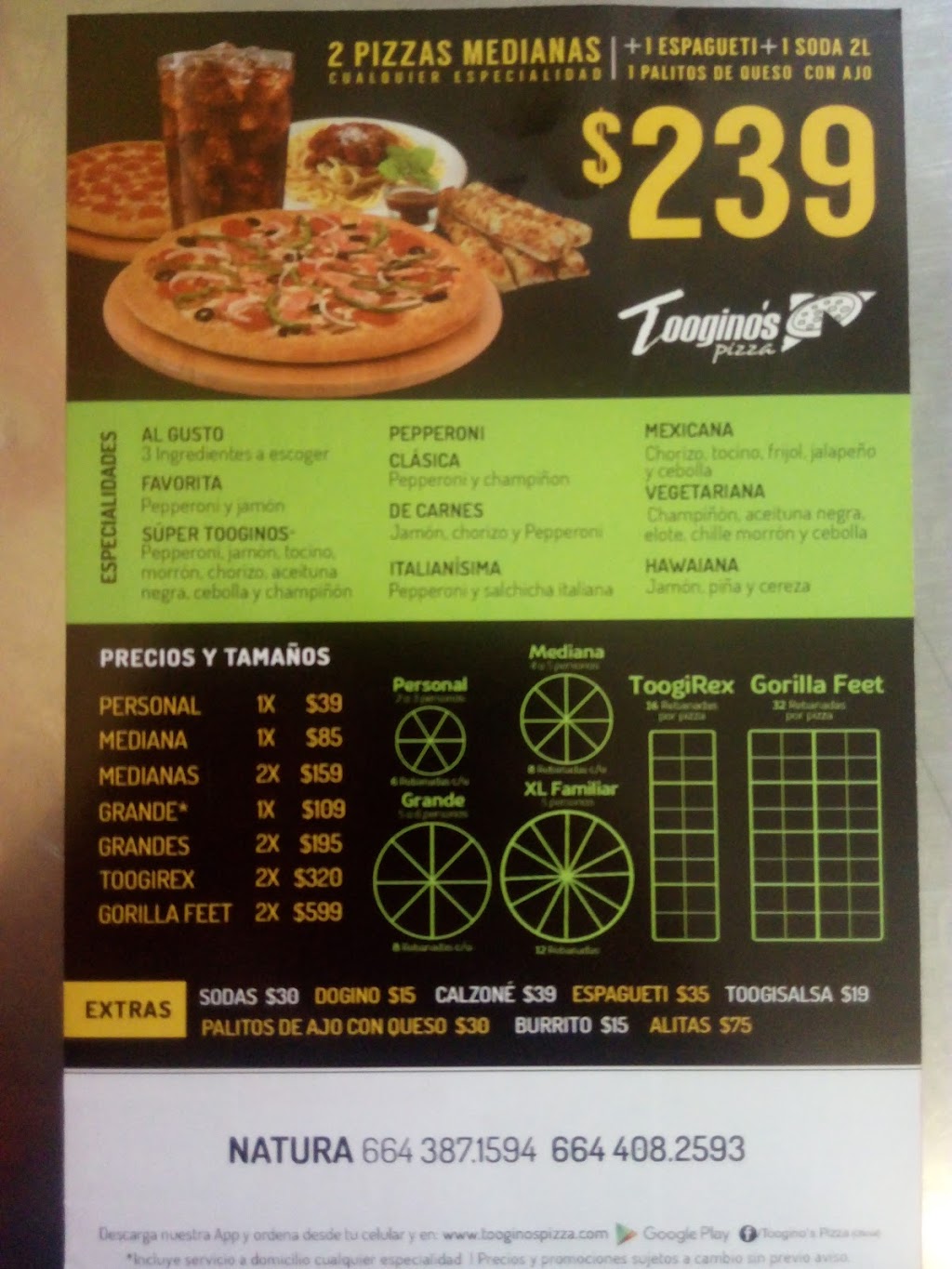 Tooginos Pizza Arboledas | Natura Seccion Bosques, 22165 Tijuana, B.C., Mexico | Phone: 664 408 2593